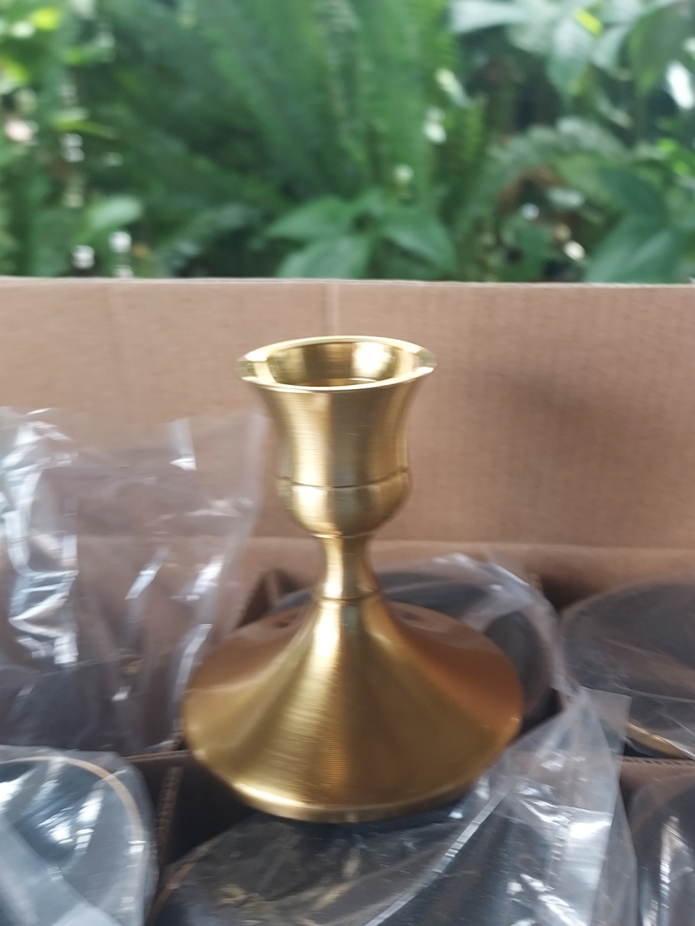Brass Finish Candlestick Holder - Gold